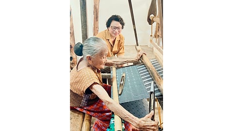 Avel Bacudio with Magdalena Gamayo, master weaver of the Inabel in Ilocos Norte.