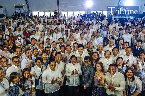 LOOK: President Ferdinand R. Marcos Jr. leads the Local Government Summit 2024 at PICC Forum, Pasay City on August 23, 2024. In his speech, the president emphasized the importance of empowering local government units (LGUs) to enhance their service to the public, particularly through digitalization and smart solutions. He urged local leaders to adopt innovative technologies to streamline processes and address challenges such as waste management and public health issues. 

Marcos highlighted ongoing national efforts, like the promotion of the eLGU system, to support LGUs in becoming more efficient. He also discussed recent executive orders aimed at improving local governance and the devolution of functions. Finally, he called on local officials to collaborate closely with the national government to achieve the shared goal of building a prosperous "Bagong Pilipinas."PHOTO BY YUMMIE DINGDING