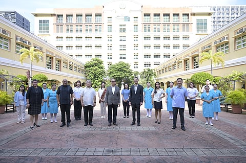 2024 Metrobank and GT Foundation scholar graduates with MBFI assistant executive director Joyce Dyan Tee, Boysen vice president Justin Ongsue, Manila Tytana Colleges president Dr. Sergio S. Cao, MBFI president Aniceto Sobrepeña, MBFI executive vice president Philip Francisco Dy, and Boysen marketing manager Engr. Vergel V. Dyoco. 
