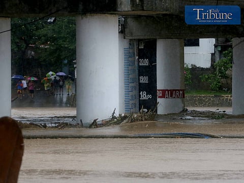 (FILES) Tropical Storm Enteng's persistent rain caused the Marikina River to hit second alarm status on Monday, 2 September 2024. 