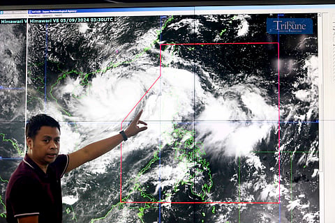 LOOK: PAGASA Assistant Weather Services Chief Chris Perez monitored the departure of Severe Tropical Storm "Enteng", which was impacting the western section of Northern Luzon on Thursday, 5 September 2024 in Quezon City. Additionally, a new low-pressure area (LPA) has formed within the Philippine Area of Responsibility (PAR) and may slightly enhance the southwest monsoon, locally known as habagat, through Saturday.