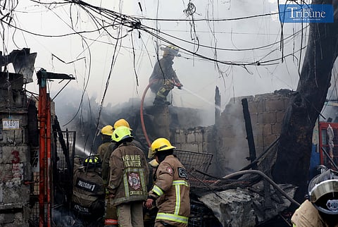 LOOK: Firefighters respond to a second-alarm fire that destroyed a residential area in West Riverside, Brgy. San Antonio in Quezon City, on Friday, 13 September 2024.