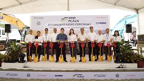 From left to right: First Balfour President and COO Anthony Fernandez, FPIP Senior BD Manager May Abalos, FPIP Corporate Planning Head Manuel Lizardo, Jr., FPIP CCO Joval Pantangco, Congressman Ray Reyes, Congresswoman Maitet Collantes, former Santo Tomas Vice Mayor Abet Marasigan, Aidea President Archt. Jojo Tolentino, FPIP SVP for Construction Management Group Alexander Roque, Commercial Properties Group Head Alberto Cailao, and BD Officer Krisha Mendoza. 