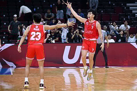 Wello Lingolingo drills the decisive triple and two foul shots in the endgame as UE escapes NU, 57-51, for a three-game winning streak in the UAAP Season 87 men's basketball tournament.   