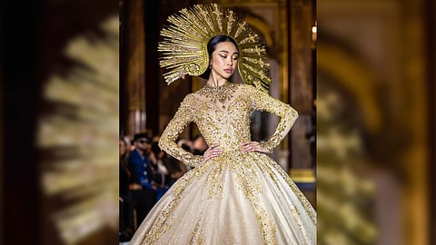 Maymay Entrata wears the Leo Almodal gown.