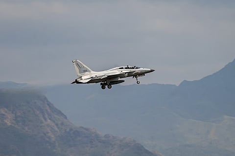 (FILE PHOTO) Cope Thunder A Philippine Air Force FA-50 soars in the US-Philippines Joint Military Exercise ‘Cope Thunder’ at Basa Air Base in Pampanga on 11 April. The first iteration of the exercise concluded on Saturday, with the PAF and USAF’s skilled personnel sharing best practices in aircraft maintenance.