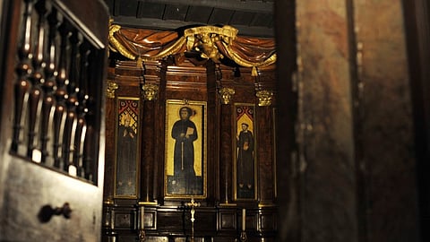 (FILES) A picture shows the small cell of Saint Francis of Assisi that he used when he came to Rome between 1209 and 1223 to meet Pope Innocent III. 