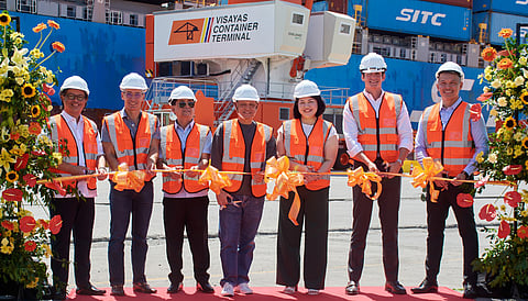 [L-R] Atty. Jay Daniel Santiago, Philippine Ports Authority General Manager; Christian R. Gonzalez, ICTSI executive vice president; Jeffrey Ganzon, Iloilo City vice mayor; Governor Arthur R. Defensor Jr. of Iloilo; Raisa Treñas-Chu, delegate of Iloilo City mayor Jerry Treñas; Timothee Jeannin, VCT executive director; and John Alexander Rhoss Largo, incoming VCT chief executive officer.  | Photo courtesy of ICTSI