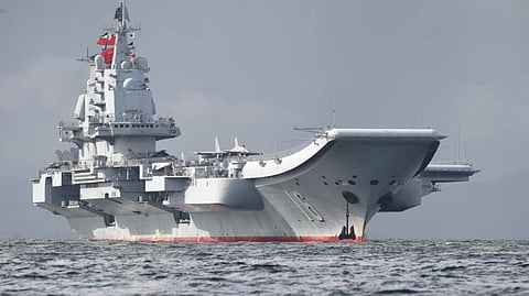 The Liaoning seen in Hong Kong waters in 2017. 