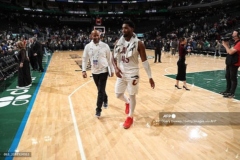 MILWAUKEE, WI - NOVEMBER 2: Donovan Mitchell #45 of the Cleveland Cavaliers after the game against the Milwaukee Bucks during a regular season game on November 2, 2024 at Fiserv Forum Center in Milwaukee, Wisconsin. NOTE TO USER: User expressly acknowledges and agrees that, by downloading and or using this Photograph, user is consenting to the terms and conditions of the Getty Images License Agreement. Mandatory Copyright Notice: Copyright 2024 NBAE Gary Dineen/NBAE via Getty Images/AFP.
Gary Dineen / NBAE / Getty Images / Getty Images via AFP