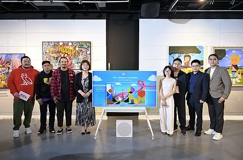 (FROM left) Secret Fresh Gallery Director Bigboy Cheng, Pinoy Pop Artists RA Tijing and Chill, Ms. Shae Yun, TCL Deputy Marketing Director, Ms. Dyllis XU - IMC Marketing Manager, APBG; Mr. Norman Zhang - Director of Marketing, APBG; Mr. Charlie Huang, Deputy Director of TV Category; and Mr. Joseph Cernitchez, TCL Brand Manager.