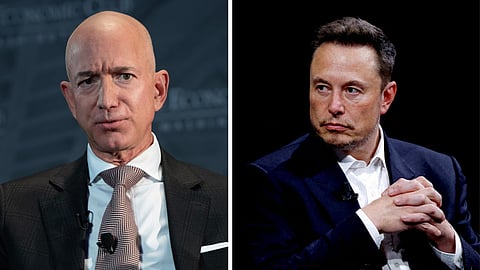 Jeff Bezos and Elon Musk, two of the world's richest men, continue their rivalry amidst allegations and denials over election and investment-related claims.