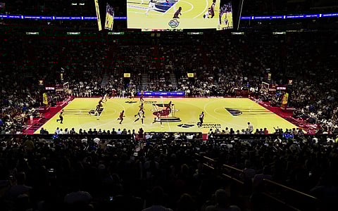 MIAMI, FL - 26 NOVEMBER: A wide view of the NBA Cup game between the Miami Heat and the Milwaukee Bucks at Kaseya Center in Miami, Florida. 