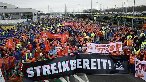 Volkswagen workers went on strike across Germany over cost-cutting plans 