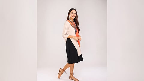 Jabbie diagonal panel dress.