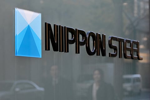The logo of Nippon Steel Corp. is seen at an office building where the company's head office in Tokyo on December 19, 2023. US President-elect Donald Trump on December 2, 2024 said he would "block" a planned takeover of US Steel by Japanese company Nippon Steel, a deal worth $14.9 billion including debts.
Kazuhiro NOGI / AFP