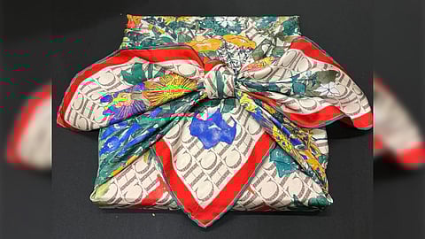 Furoshiki, a traditional Japanese-style cloth wrapping. 