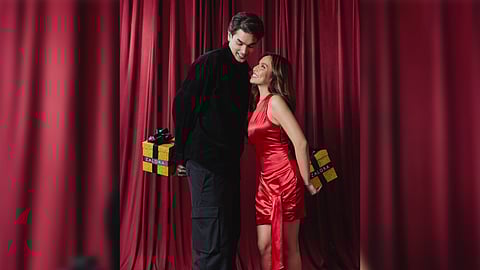 Kyline and Kobe exchanging gifts