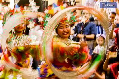 Contestants from different elementary schools in Las Piñas exhibit their loudest cheers and artistic costumes on Thursday, 12 December, 2024 at the Villar Foundation Courtyard during the 19th Parol Festival and 15th street dancing competition.