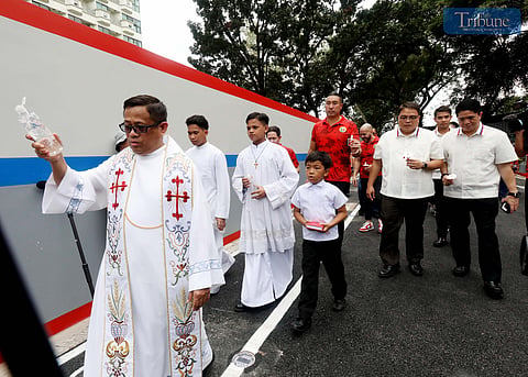 San Juan Mayor Francis Zamora, Vice Mayor Atty. Angelo Agcaoili, and MMDA Chairman Don Artes lead the inauguration and blessing of the Greenhills-West Crame Connector Road on Monday, 16 December 2024.