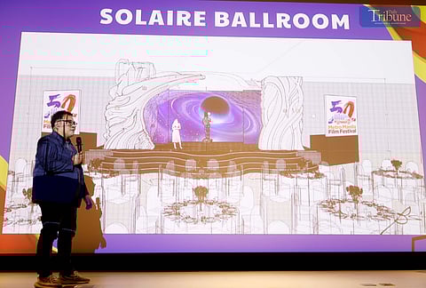 Metropolitan Manila Development Authority (MMDA) Chairman Don Artes explains the route for the 2024 Metro Manila Film Festival Parade of Stars during a press briefing at the MMDA main office in Pasig City on Wednesday, 18 December 2024. 