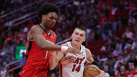 Amen Thompson of the Houston Rockets and Tyler Herro of the Miami Heat get suspended for their role in the altercation that erupted in the waning seconds of their NBA game on Sunday.