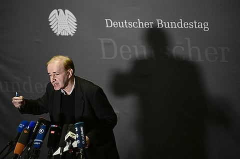 Gottfried Curio, spokesman of far-right AfD party's parliamentary group for interior affairs, addresses the press during a break of a hearing at a parliamentary committee focusing on the Magdeburg Christmas Market attack, on 30 December, 2024 at a parliamentary building in Berlin. German security and intelligence chiefs are due to face questioning about the car-ramming attack that killed five people and wounded more than 200 at a Christmas market in Magdeburg on 20 December, 2024. They will be quizzed about possible missed clues and security failures before the attack in the eastern city, where police arrested the 50-year-old Saudi psychiatrist Taleb al-Abdulmohsen at the scene.
