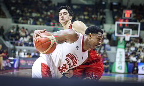 JUSTIN Brownlee plays through sickness to power Barangay Ginebra to a 93-81 win over San Miguel Beer in the PBA Commissioner’s Cup late Sunday. 