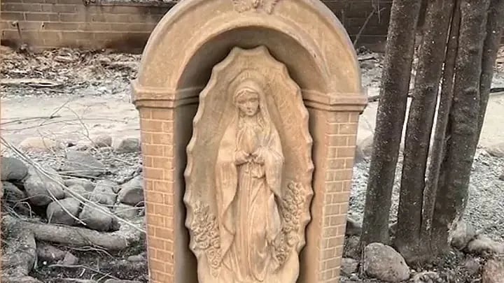 Unscathed Virgin Mary Statue in LA Wildfires: A Symbol of Faith Amid  Destruction