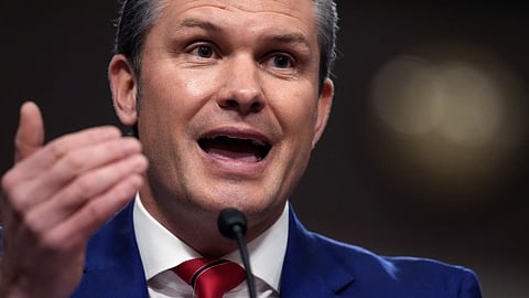 WASHINGTON, DC - 14 JANUARY: U.S. President-elect Donald Trump's nominee for Secretary of Defense Pete Hegseth testifies during his Senate Armed Services confirmation hearing on Capitol Hill on 14 January 2025 in Washington, DC. Hegseth, an Army veteran and the former host of “FOX & Friends Weekend” on FOX News will be the first of the incoming Trump administration’s nominees to face questions from Senators. 