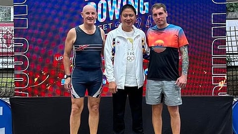 Philippine Rowing Association Patrick Gregorio (middle) is finalizing the hiring of Benedikt Schwarz of Germany (right) as their foreign coach in major international events. Also shown is British coach Chris Skuse.