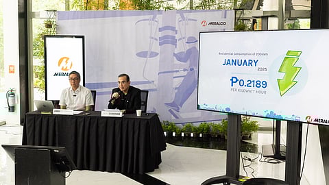 Good news for consumers Meralco vice president and head of Corporate Communications Joe R. Zaldarriaga (right) with Meralco vice president and head of Utility Economics Lawrence S. Fernandez (left) discuss the factors contributing to the decrease in the overall electricity rate for January 2025.
