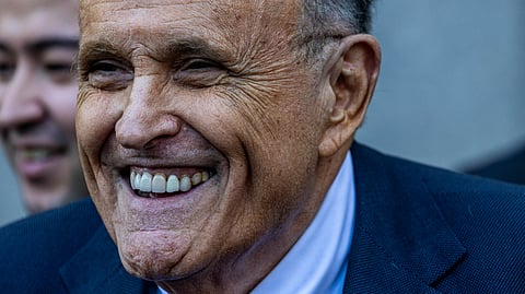 Former New York mayor Rudy Giuliani leaves the New York Federal Courthouse on 7 November 2024 in New York City. Giuliani appeared in a New York City courtroom after missing the deadline to turn over assets as part of $148M defamation judgement.