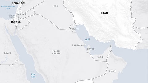 Regional map showing Israel, Lebanon, Iran and Yemen
