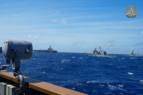 PH and US vessels sail in formation during the PH-US Maritime Cooperative Activity in the West Philippine Sea on January 17. (Photo by PFC Carmelotes/PAOAFP)