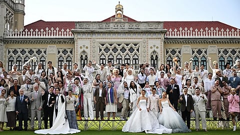 Couples and members of LGBTQ community pose for photos to promote “Marriage Equality Day” at the Government House in Bangkok on 15 January 2025.