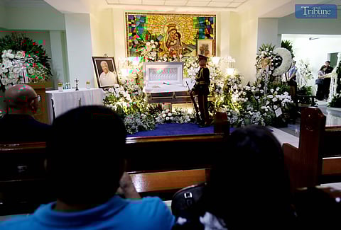 Family and friends pay their respects to Albay First District Representative and Liberal Party President Edcel Lagman at Mt. Carmel, Quezon City on 1 February 2025. Lagman, who passed away from cardiac arrest on Thursday at the age of 82, served eight terms in Congress, representing the first district from 1987 to 1998, 2004 to 2013, and from 2016 until his passing.