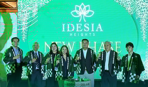 (From left to right): Director Lawrenz Joseph Alvarez, SVP and executive assistant to the Board and Execomm Armando De Guzman, director for Corporate Affairs Giselle Alvarez-Pili, president and CEO Atty. Marianne Lina-Cruz, chairman of the board Romarico Alvarez, vice chairman Jonathan Lu, Hankyu Hanshin Properties Corp. representative Rei Yamasaki.