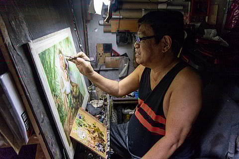 Artist Levi Balubayan, 65, paints a replica of Fernando Amorsolo’s "Mango Girl" inside his small studio at Central Market in Sta. Cruz, Manila, on Tuesday, 4 February 2025. 

Born into a family of artists, Balubayan began his career in high school before dropping out of an engineering course in his third year of college to pursue art full time. His usual clients are collectors and he regularly attends galleries and exhibits. He said this particular painting he's working on will take at least three days to complete and will cost P30,000.

This month of February, we celebrate National Arts Month, highlighting the rich cultural heritage and creative talents of Filipino artists.
