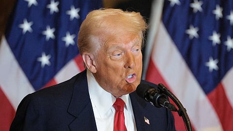 U.S. President Donald Trump speaks during the National Prayer Breakfast in Statuary Hall at the U.S. Capitol on 6 February 2025 in Washington, DC.