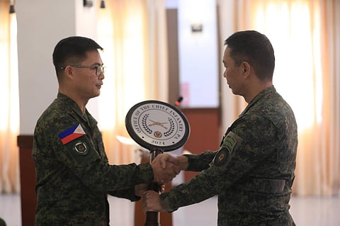 Col. Victorino Seño formally takes the helm of the Office of the Chief Infantry during the reactivation ceremony at the Headquarters Philippine Army, Fort Bonifacio, Taguig City on 6 February 2025. 
