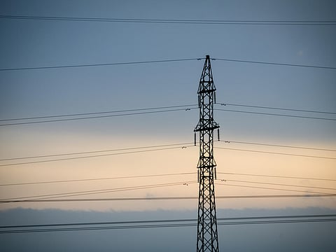 File photo of high-voltage lines taken in Grobina, Latvia, near the Lithuanian border, January 9, 2025. 