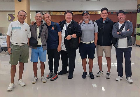 Manila Southwoods arrives in Bacolod City in time for the opening of the 76th PAL Interclub on Monday. Shown are Junjun Plana, Thirdy Escano, Theody Pascual, Joseph Tambunting, Don Breganza, Rusy Bayani and Monet Garcia.