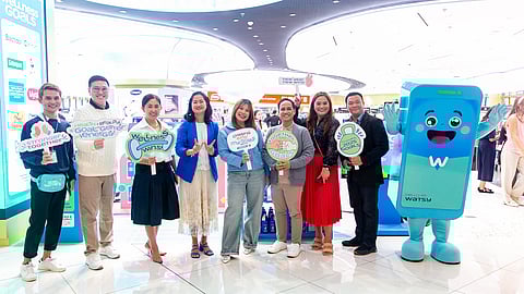 From left: Renz La Luz (assistant marketing manager), Jared De Guzman (customer director), Joweeh Lliao (trading health business director), Sharon Decapia (SAVP for PR, sustainability and marketing), Aika Tacub (category manager for beauty), Dharell Fontanilla (senior category manager), Ariane Luzon (area operations manager), Mon Espiritu (senior category manager for health) and Watsy.