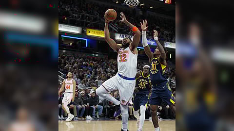 Karl-Anthony Towns essays a masterful 40-point performance to lift the New York Knicks to a 128-115 win over the Indiana Pacers in the NBA regular season. 
