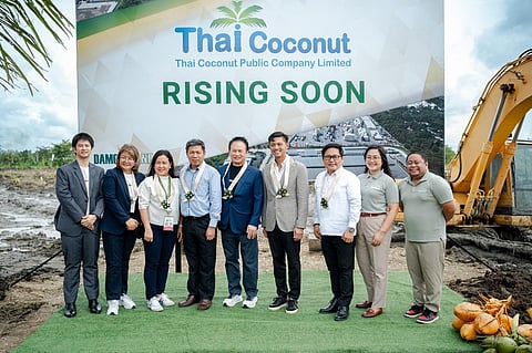 Damosa Land officers, led by president Ricardo ‘Cary’ Lagdameo (fourth from right) and Thai Coconut Public Company Limited executives, led by its chief executive officer and managing director Dr. Worawat Chinpinkyo (fifth from left), are joined by Mindanao Development Authority’s Asec Romeo Montenegro, Department of Trade and Industry Regional Director Romeo Castañaga, and Philippine Coconut Authority’s Grace Orilla at the site of the future production facility of COCOCO.