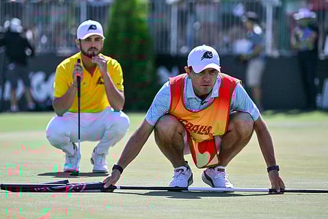 Abraham Ancer secures a share of the lead alongside fellow Mexican Carlos Ortiz as well as Sam Horsefield on Saturday during LIV Golf’s stop in Adelaide, Australia.