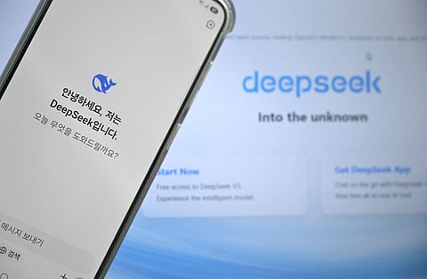 This photo illustration in Goyang shows screens displaying web pages of the Chinese AI DeepSeek. South Korean authorities said that DeepSeek would not be available from local app stores pending a review of the Chinese AI startup’s handling of user data. 