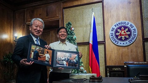 Japan International Cooperation Agency President Dr. Tanaka Akihiko (left) pays a courtesy call to President Ferdinand Marcos Jr. (right) in November last year at the Study Room of Malacañang Palace in Manila. JICA has started a different tack through proactively offering official development assistance to developing nations. 