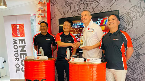 Eneos Philippines president Kanesugi Tomokazu, (2nd from left) along with RUGP Race chairman and founder Jong Uy, Eneos Philippines deputy general manager Dayton Llamas and Eneos Philippines general manager for Marketing and Planning Jay Sanchez.